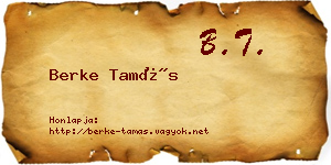Berke Tamás névjegykártya